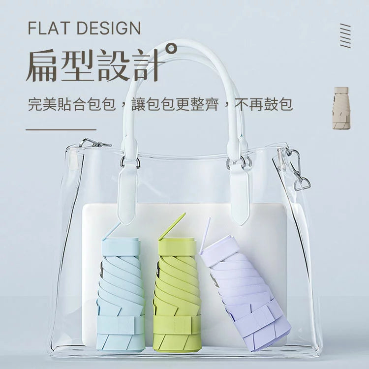 ➊➎㎝ Blue Portable Ring Ultra Mini Black Coating Rainy Sunny UV50+ Protection Dual Umbrella