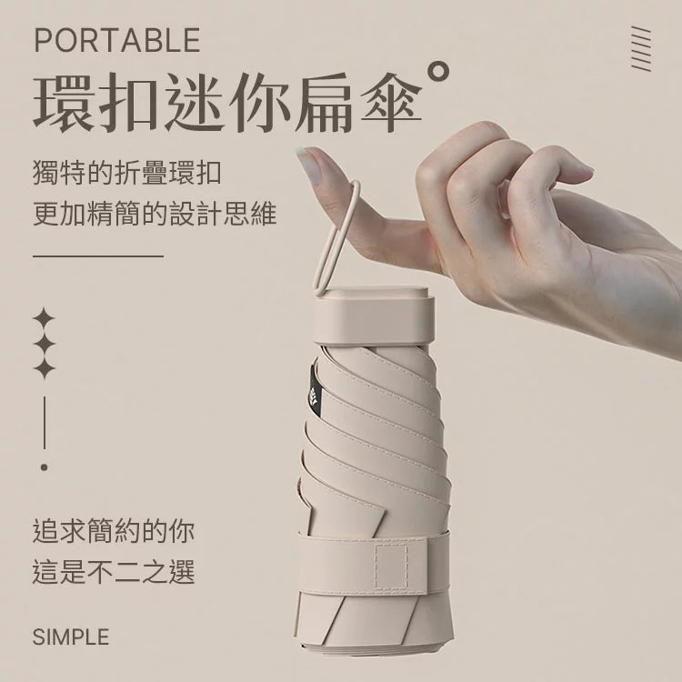 ➊➎㎝ Blue Portable Ring Ultra Mini Black Coating Rainy Sunny UV50+ Protection Dual Umbrella