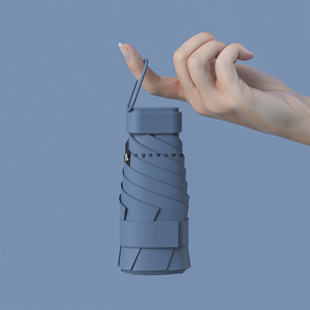 ➊➎㎝ Blue Portable Ring Ultra Mini Black Coating Rainy Sunny UV50+ Protection Dual Umbrella