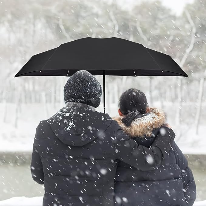 Black Colour Compact Travel Foldable Pocket Umbrella 5 Ribs Round Handle Anti-UV Lightweight