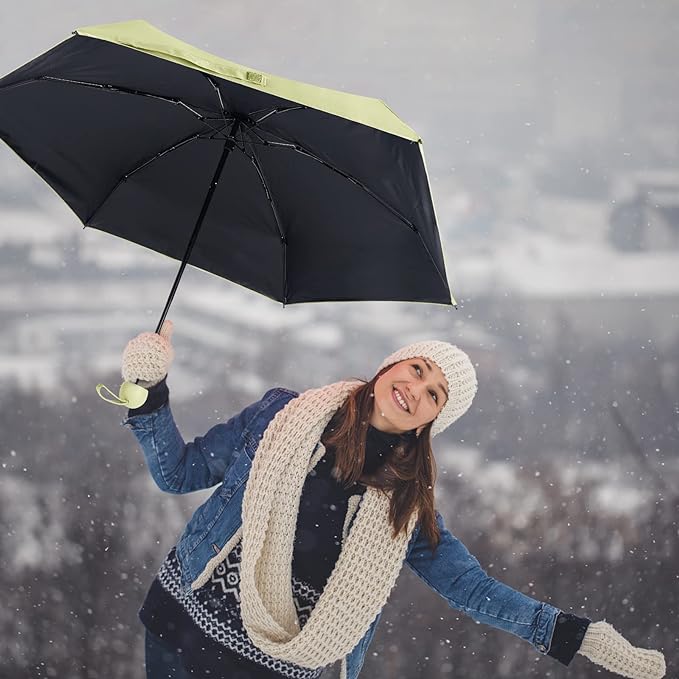 Matcha Colour Compact Travel Foldable Pocket Umbrella 5 Ribs Round Handle Anti-UV Lightweight