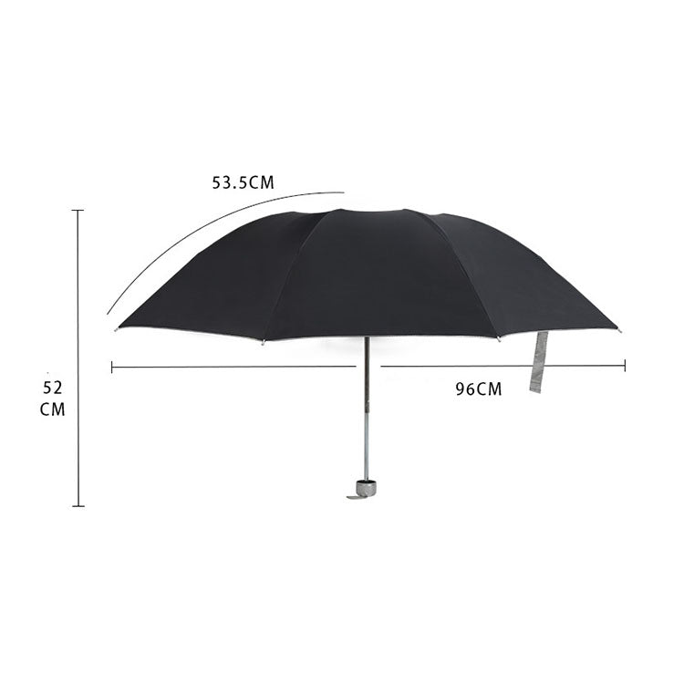 Black Travel Pocket Foldable 3 Ribs Anti-UV Lightweight Dual Portable Umbrella
