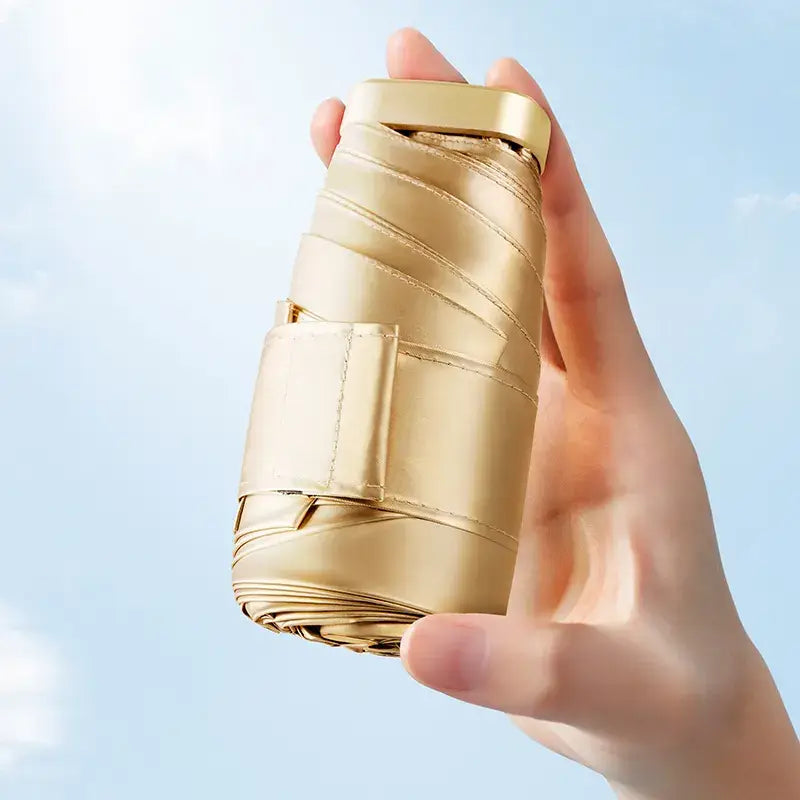 15cm Ultra Light Mini Korean Foral Design Gold Coating Dual Portable Umbrella