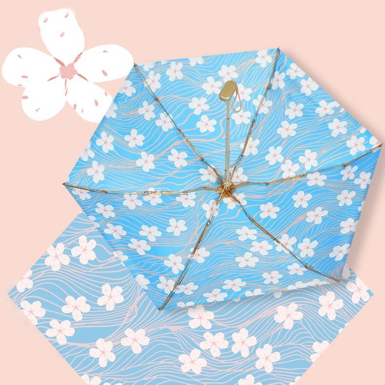 15cm Ultra Light Mini Korean Foral Design Gold Coating Dual Portable Umbrella