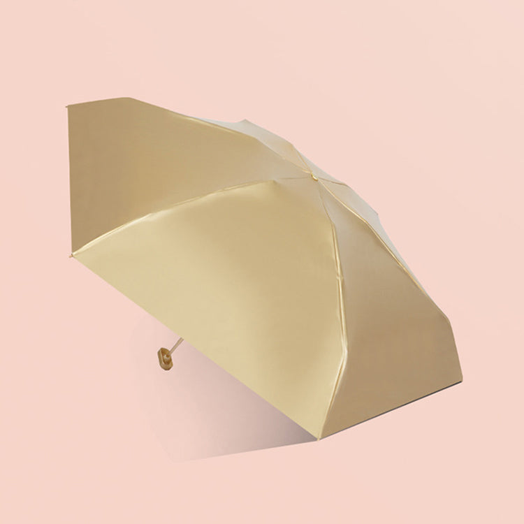 15cm Ultra Light Mini Korean Foral Design Gold Coating Dual Portable Umbrella