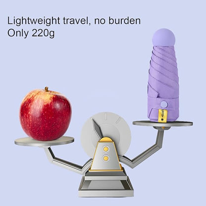 Lavender Purple Colour Compact Travel Foldable Pocket Umbrella 5 Ribs Round Handle Anti-UV Lightweight
