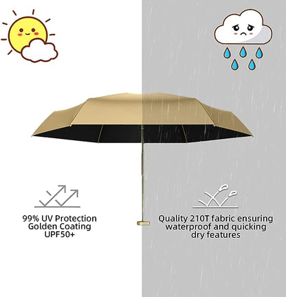 15cm Blue Ultra Mini Gold Coating UPF50+ Portable All Weather Umbrella