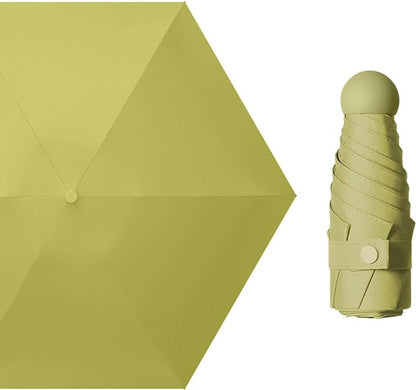 Matcha Colour Compact Travel Foldable Pocket Umbrella 5 Ribs Round Handle Anti-UV Lightweight