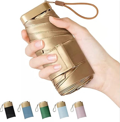 15cm Ultra Mini Pink Gold Coating UPF50+ Portable All Weather Umbrella