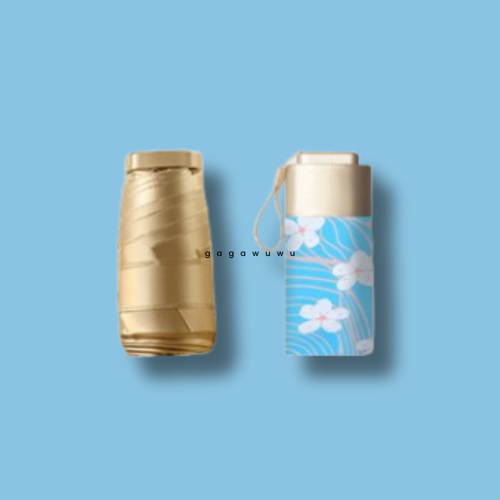 15cm Ultra Light Mini Korean Foral Design Gold Coating Dual Portable Umbrella